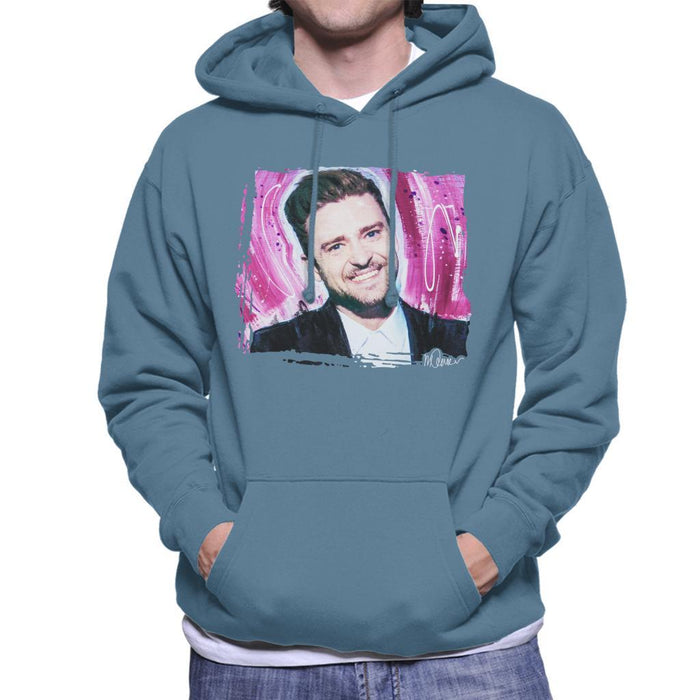 Sidney Maurer Original Portrait Of Justin Timberlake Smile Mens Hooded Sweatshirt - Mens Hooded Sweatshirt