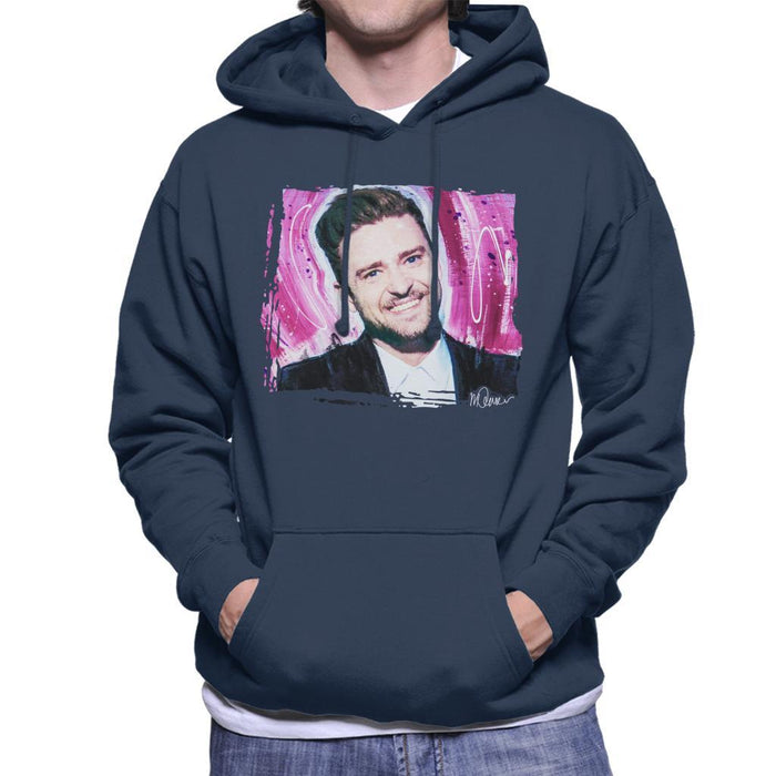 Sidney Maurer Original Portrait Of Justin Timberlake Smile Mens Hooded Sweatshirt - Mens Hooded Sweatshirt