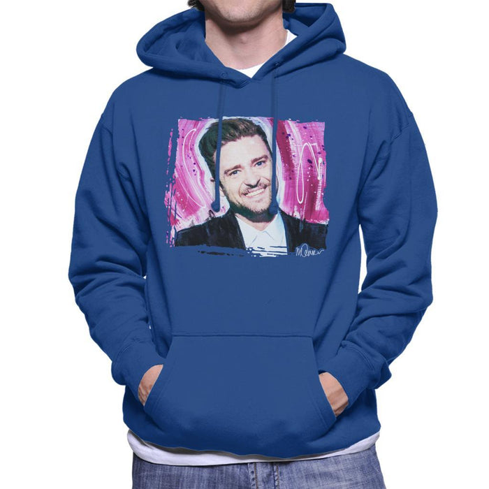 Sidney Maurer Original Portrait Of Justin Timberlake Smile Mens Hooded Sweatshirt - Mens Hooded Sweatshirt