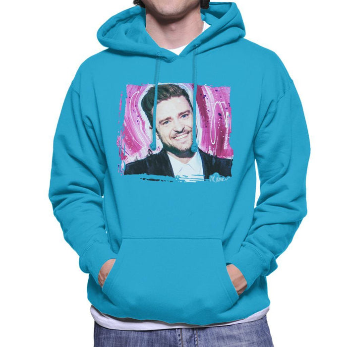 Sidney Maurer Original Portrait Of Justin Timberlake Smile Mens Hooded Sweatshirt - Mens Hooded Sweatshirt