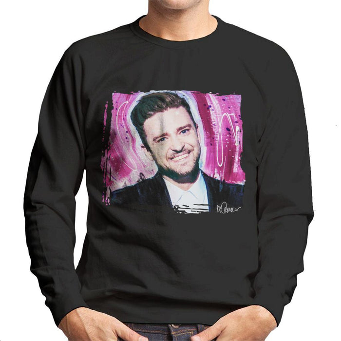 Sidney Maurer Original Portrait Of Justin Timberlake Smile Mens Sweatshirt - Mens Sweatshirt