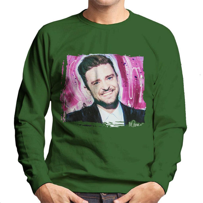 Sidney Maurer Original Portrait Of Justin Timberlake Smile Mens Sweatshirt - Mens Sweatshirt