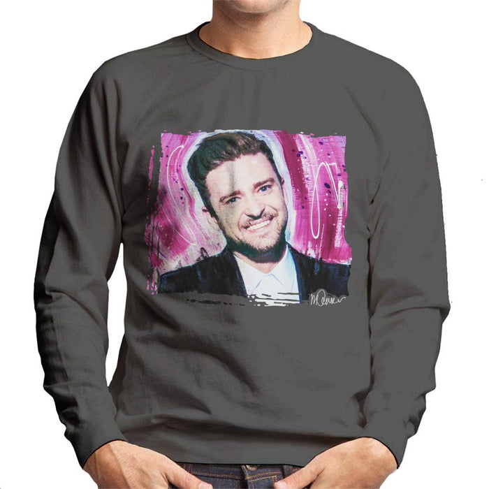 Sidney Maurer Original Portrait Of Justin Timberlake Smile Mens Sweatshirt - Mens Sweatshirt