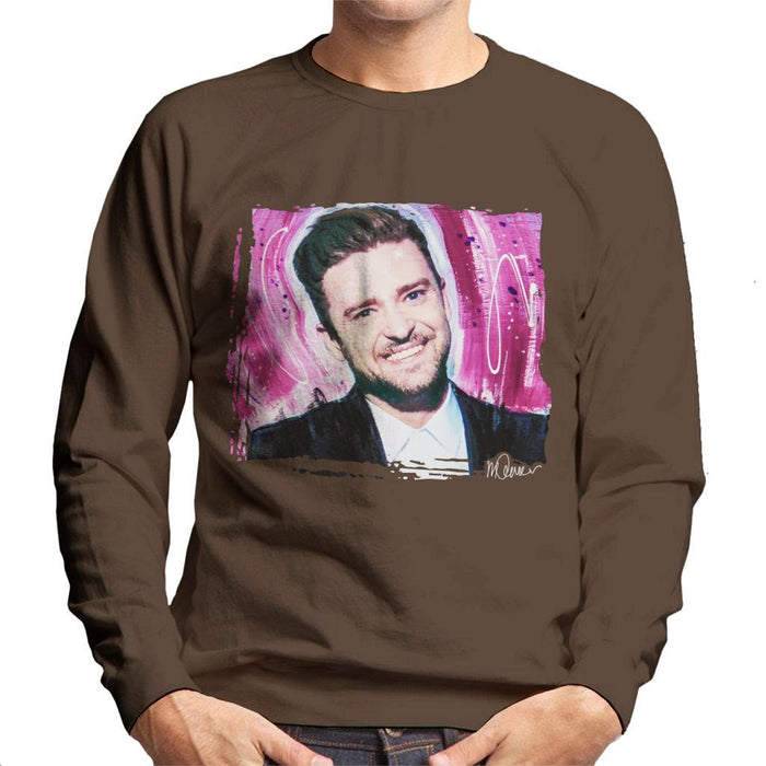Sidney Maurer Original Portrait Of Justin Timberlake Smile Mens Sweatshirt - Mens Sweatshirt