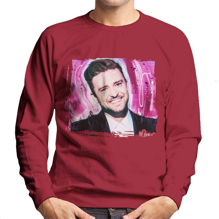 Sidney Maurer Original Portrait Of Justin Timberlake Smile Mens Sweatshirt - Mens Sweatshirt