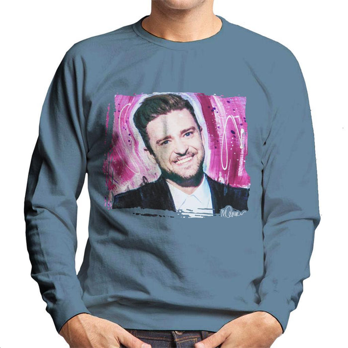 Sidney Maurer Original Portrait Of Justin Timberlake Smile Mens Sweatshirt - Mens Sweatshirt