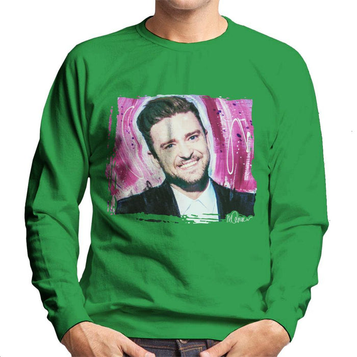 Sidney Maurer Original Portrait Of Justin Timberlake Smile Mens Sweatshirt - Mens Sweatshirt