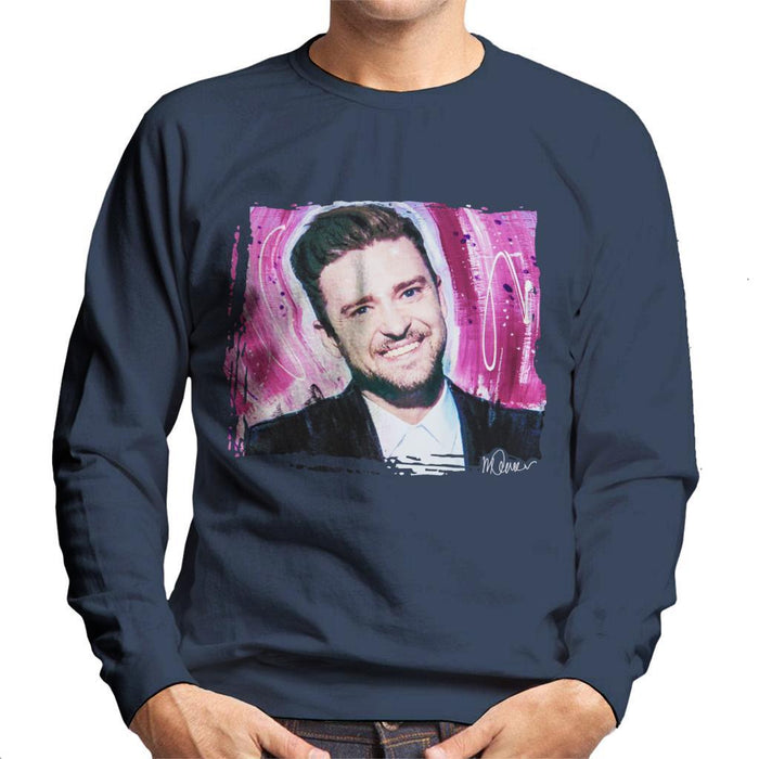Sidney Maurer Original Portrait Of Justin Timberlake Smile Mens Sweatshirt - Mens Sweatshirt