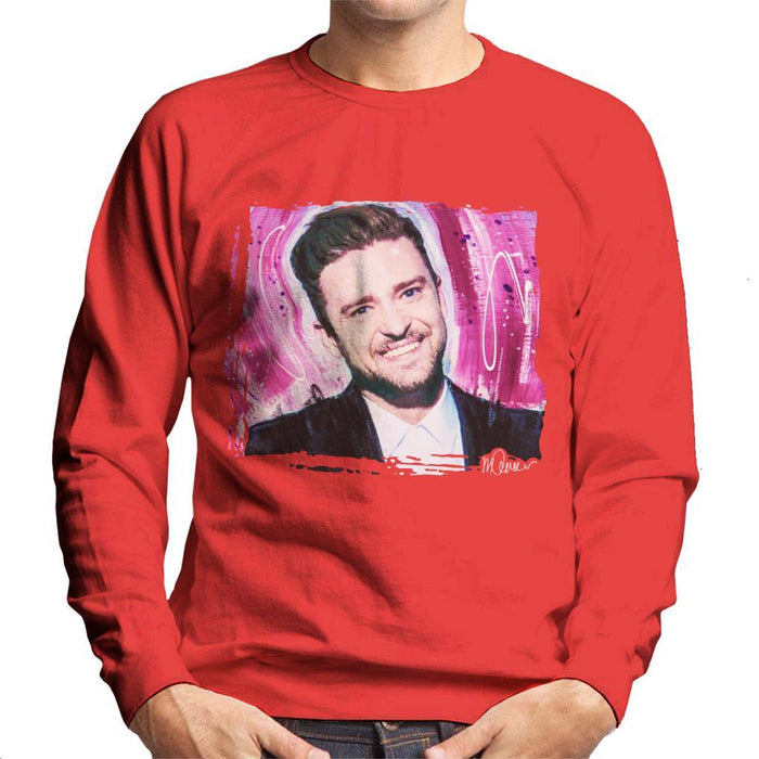 Sidney Maurer Original Portrait Of Justin Timberlake Smile Mens Sweatshirt - Mens Sweatshirt