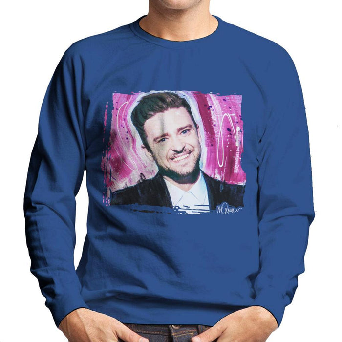 Sidney Maurer Original Portrait Of Justin Timberlake Smile Mens Sweatshirt - Mens Sweatshirt