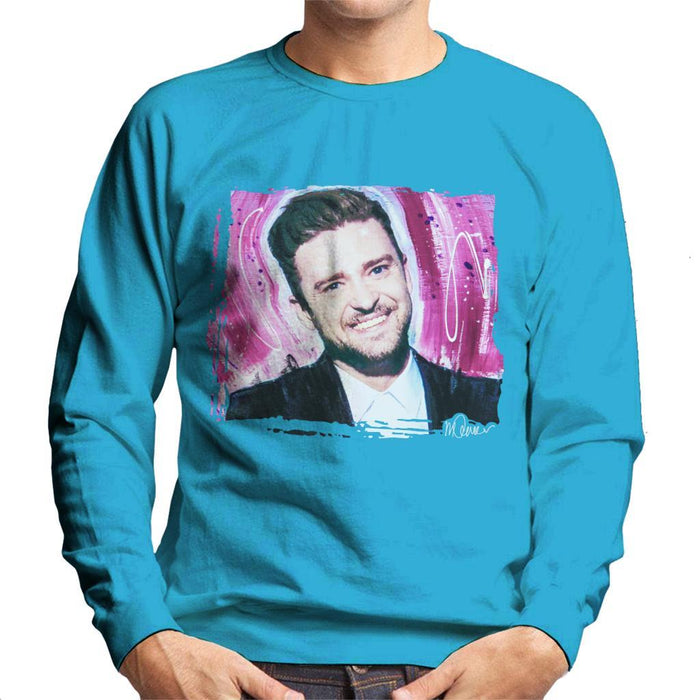 Sidney Maurer Original Portrait Of Justin Timberlake Smile Mens Sweatshirt - Mens Sweatshirt