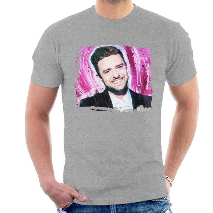 Sidney Maurer Original Portrait Of Justin Timberlake Smile Mens T-Shirt - Mens T-Shirt