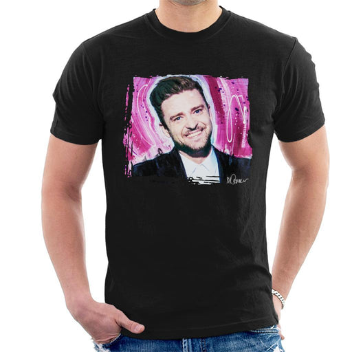 Sidney Maurer Original Portrait Of Justin Timberlake Smile Mens T-Shirt - Mens T-Shirt