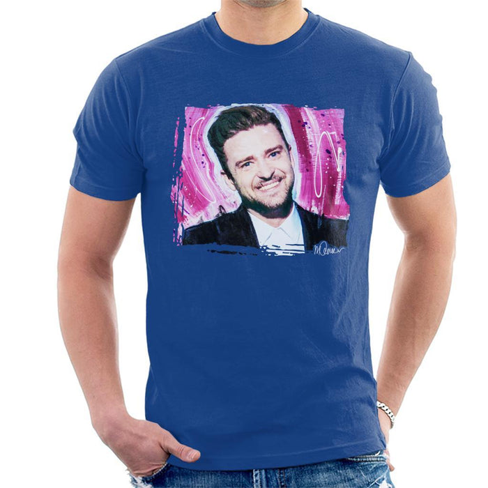 Sidney Maurer Original Portrait Of Justin Timberlake Smile Mens T-Shirt - Mens T-Shirt