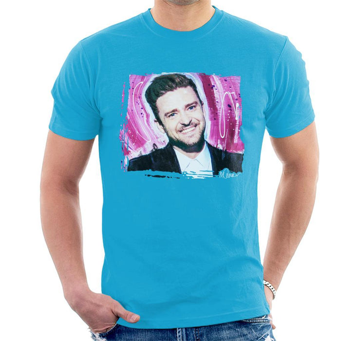 Sidney Maurer Original Portrait Of Justin Timberlake Smile Mens T-Shirt - Mens T-Shirt