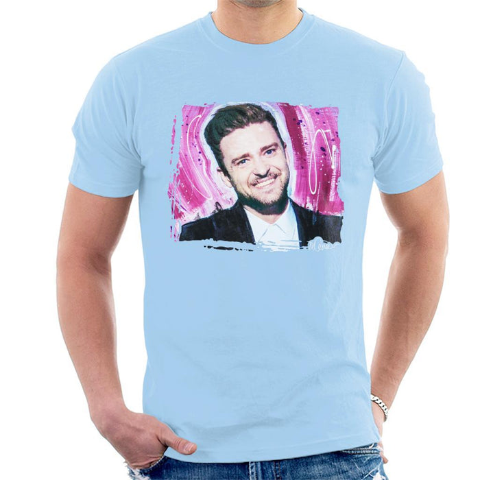 Sidney Maurer Original Portrait Of Justin Timberlake Smile Mens T-Shirt - Mens T-Shirt