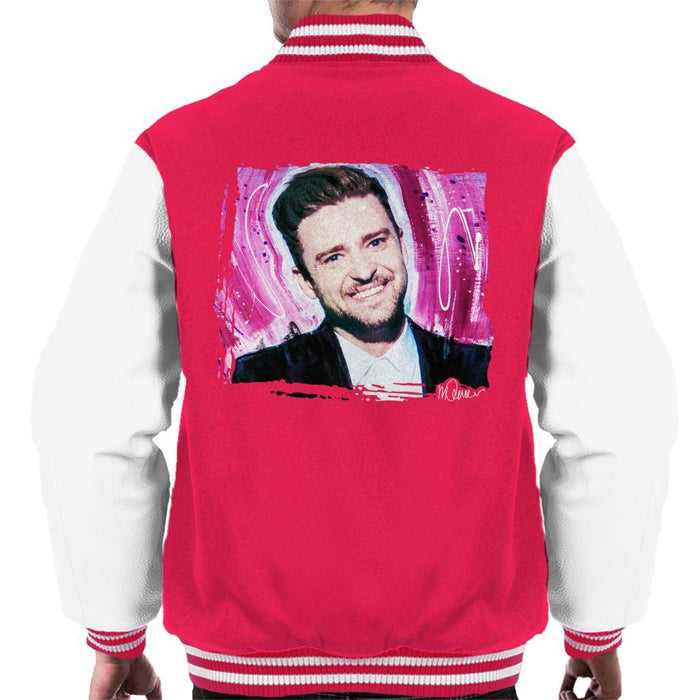 Sidney Maurer Original Portrait Of Justin Timberlake Smile Mens Varsity Jacket - Mens Varsity Jacket