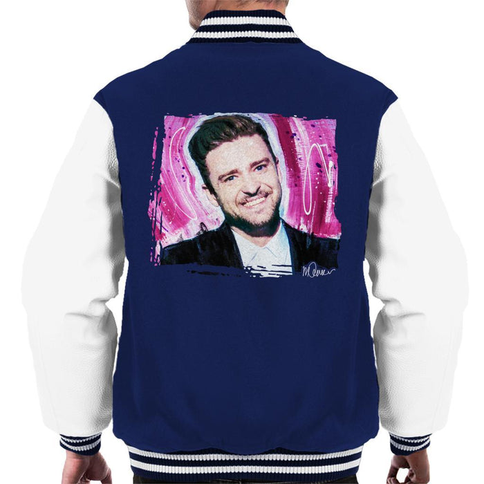 Sidney Maurer Original Portrait Of Justin Timberlake Smile Mens Varsity Jacket - Mens Varsity Jacket