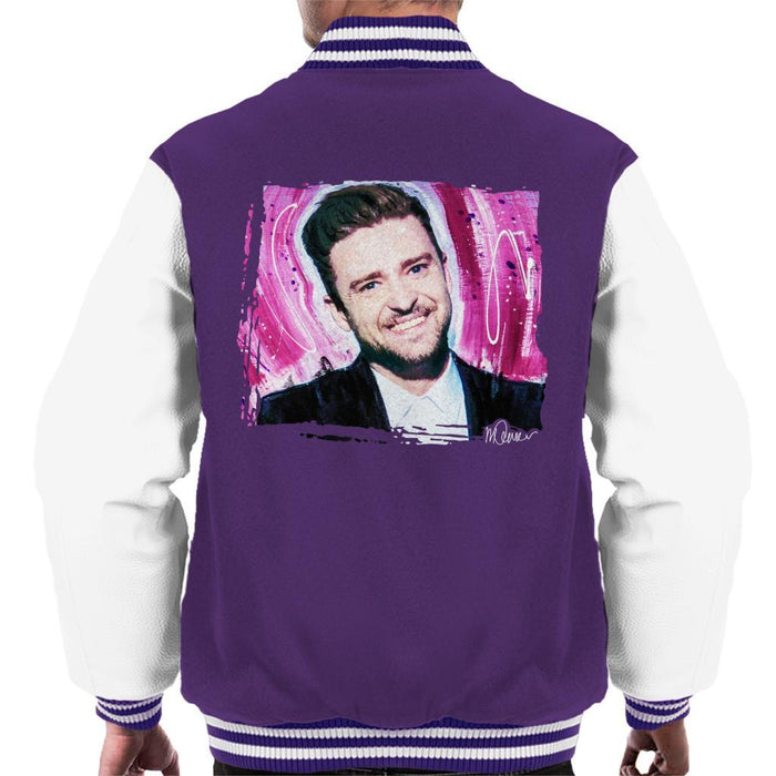Sidney Maurer Original Portrait Of Justin Timberlake Smile Mens Varsity Jacket - Mens Varsity Jacket