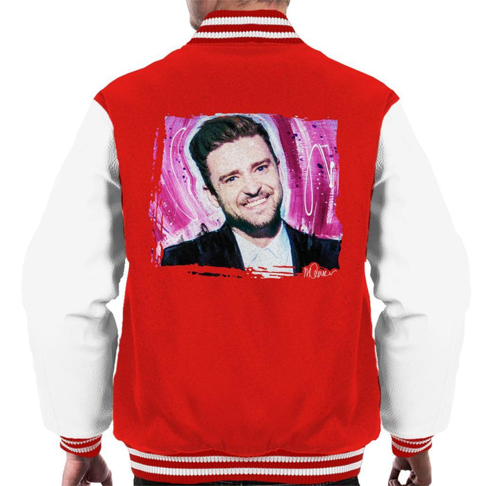 Sidney Maurer Original Portrait Of Justin Timberlake Smile Mens Varsity Jacket - Mens Varsity Jacket