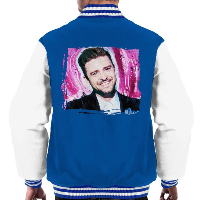 Sidney Maurer Original Portrait Of Justin Timberlake Smile Mens Varsity Jacket - Mens Varsity Jacket