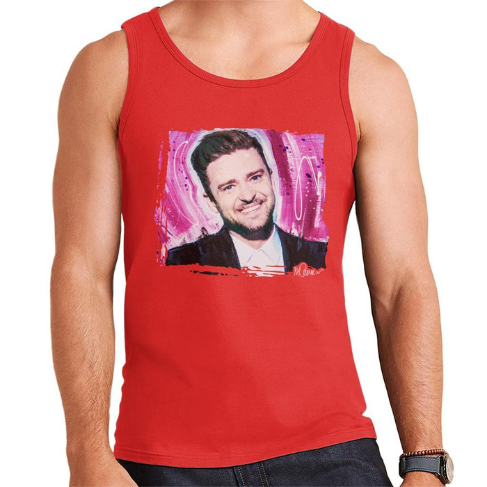 Sidney Maurer Original Portrait Of Justin Timberlake Smile Mens Vest - Mens Vest