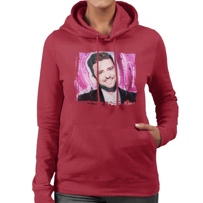 Sidney Maurer Original Portrait Of Justin Timberlake Smile Womens Hooded Sweatshirt - Womens Hooded Sweatshirt