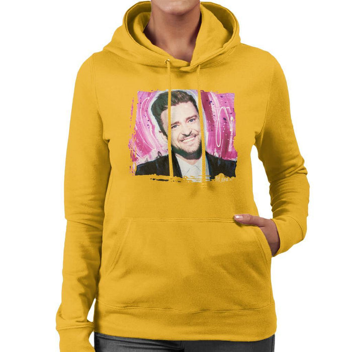 Sidney Maurer Original Portrait Of Justin Timberlake Smile Womens Hooded Sweatshirt - Womens Hooded Sweatshirt