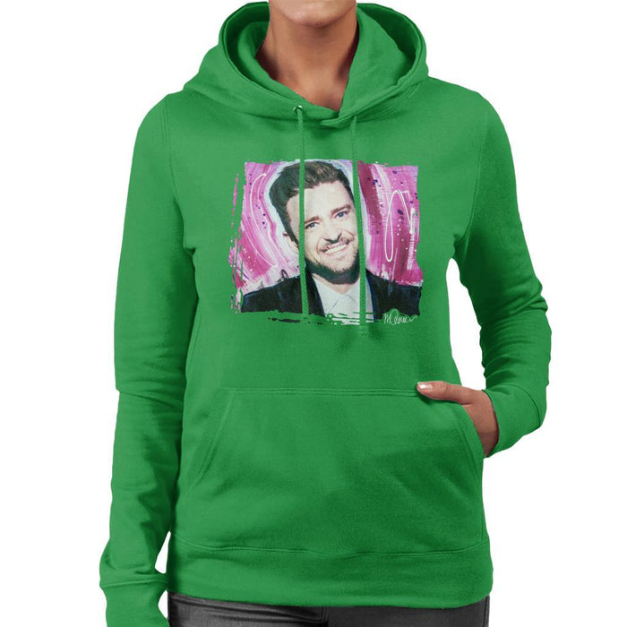 Sidney Maurer Original Portrait Of Justin Timberlake Smile Womens Hooded Sweatshirt - Womens Hooded Sweatshirt