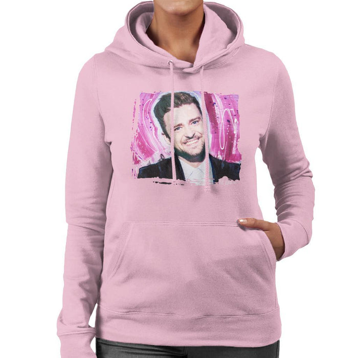 Sidney Maurer Original Portrait Of Justin Timberlake Smile Womens Hooded Sweatshirt - Womens Hooded Sweatshirt