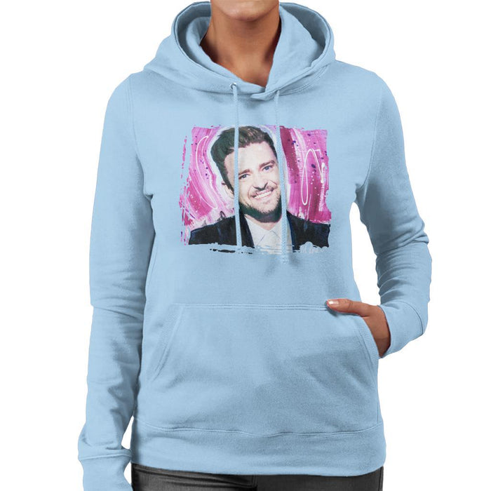 Sidney Maurer Original Portrait Of Justin Timberlake Smile Womens Hooded Sweatshirt - Womens Hooded Sweatshirt
