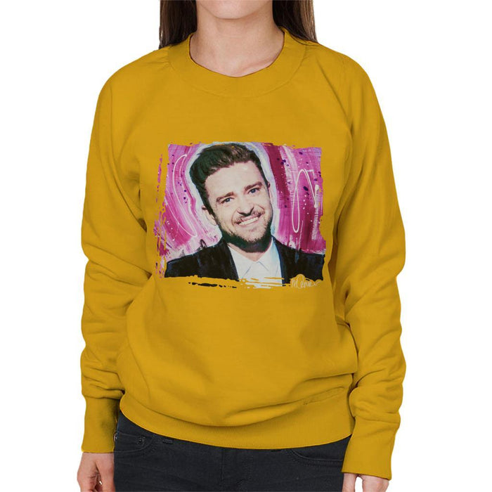 Sidney Maurer Original Portrait Of Justin Timberlake Smile Womens Sweatshirt - Womens Sweatshirt