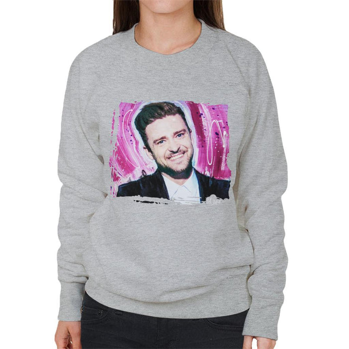 Sidney Maurer Original Portrait Of Justin Timberlake Smile Womens Sweatshirt - Womens Sweatshirt