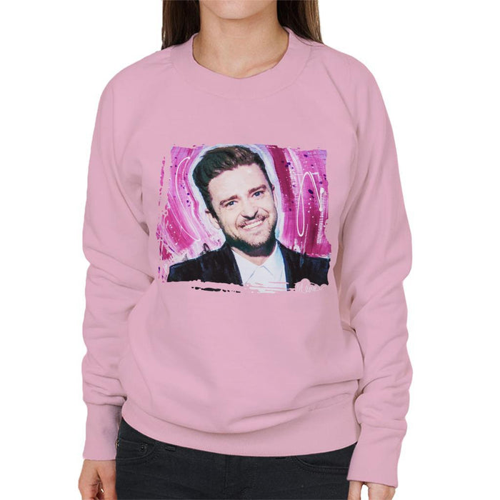 Sidney Maurer Original Portrait Of Justin Timberlake Smile Womens Sweatshirt - Womens Sweatshirt