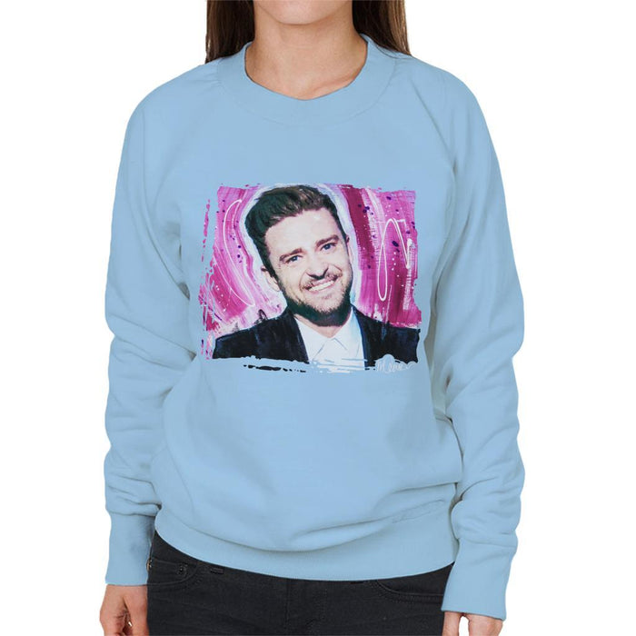 Sidney Maurer Original Portrait Of Justin Timberlake Smile Womens Sweatshirt - Womens Sweatshirt