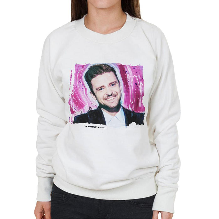 Sidney Maurer Original Portrait Of Justin Timberlake Smile Womens Sweatshirt - Womens Sweatshirt