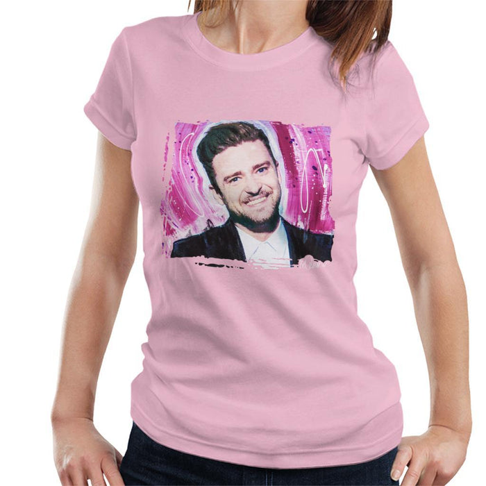 Sidney Maurer Original Portrait Of Justin Timberlake Smile Womens T-Shirt - Womens T-Shirt