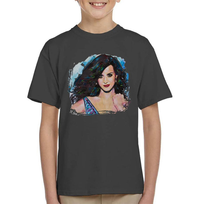 Sidney Maurer Original Portrait Of Katy Perry Long Hair Kids T-Shirt - Kids Boys T-Shirt