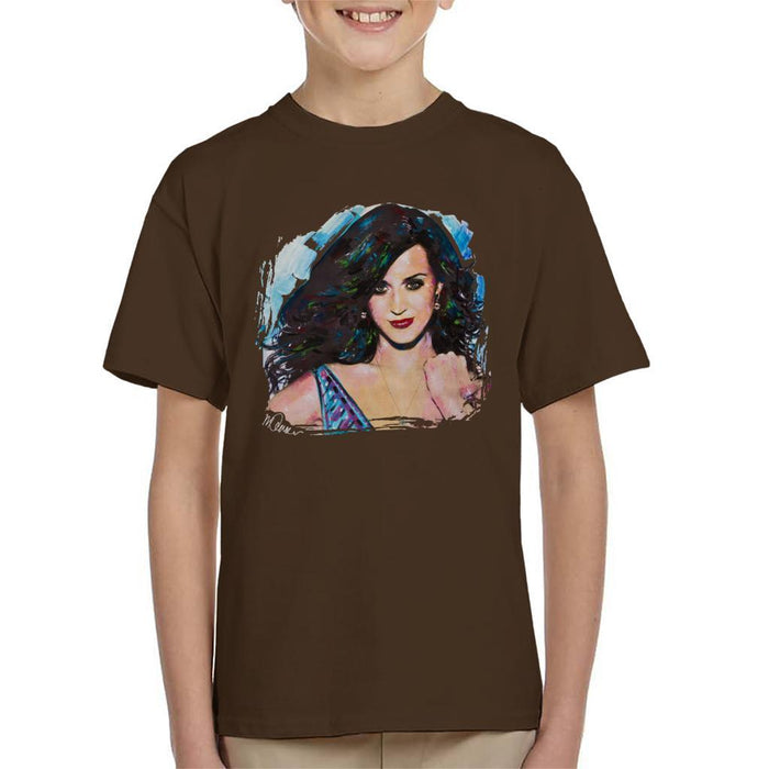 Sidney Maurer Original Portrait Of Katy Perry Long Hair Kids T-Shirt - Kids Boys T-Shirt