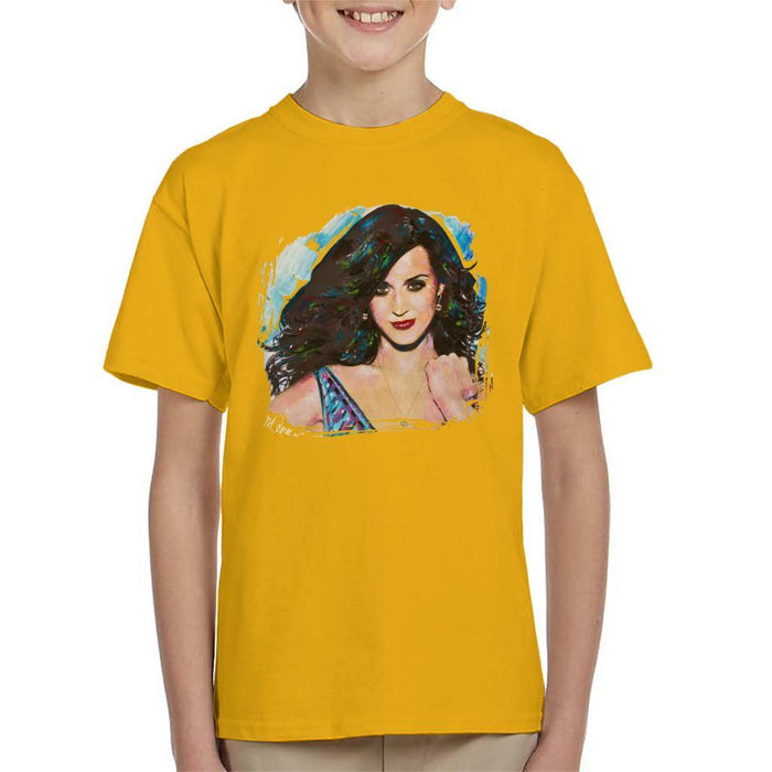 Sidney Maurer Original Portrait Of Katy Perry Long Hair Kids T-Shirt - Kids Boys T-Shirt