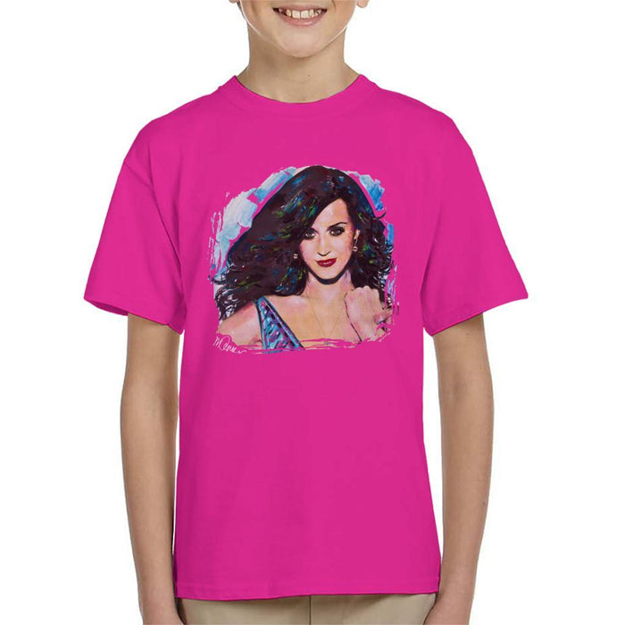 Sidney Maurer Original Portrait Of Katy Perry Long Hair Kids T-Shirt - Kids Boys T-Shirt