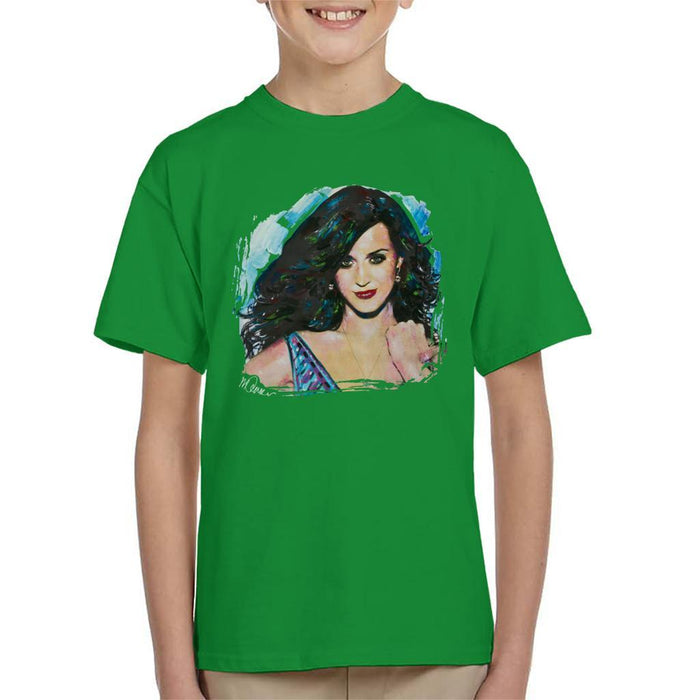 Sidney Maurer Original Portrait Of Katy Perry Long Hair Kids T-Shirt - Kids Boys T-Shirt