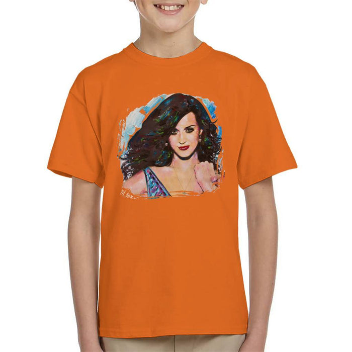 Sidney Maurer Original Portrait Of Katy Perry Long Hair Kids T-Shirt - Kids Boys T-Shirt