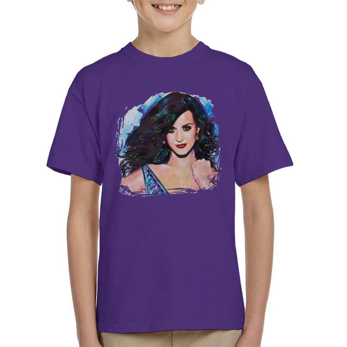 Sidney Maurer Original Portrait Of Katy Perry Long Hair Kids T-Shirt - Kids Boys T-Shirt