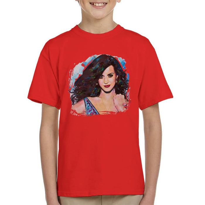 Sidney Maurer Original Portrait Of Katy Perry Long Hair Kids T-Shirt - Kids Boys T-Shirt