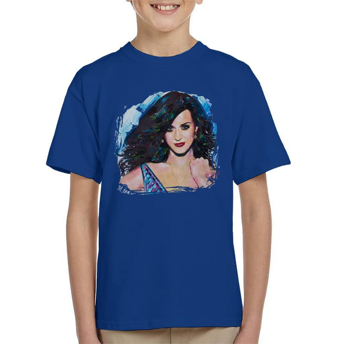 Sidney Maurer Original Portrait Of Katy Perry Long Hair Kids T-Shirt - Kids Boys T-Shirt