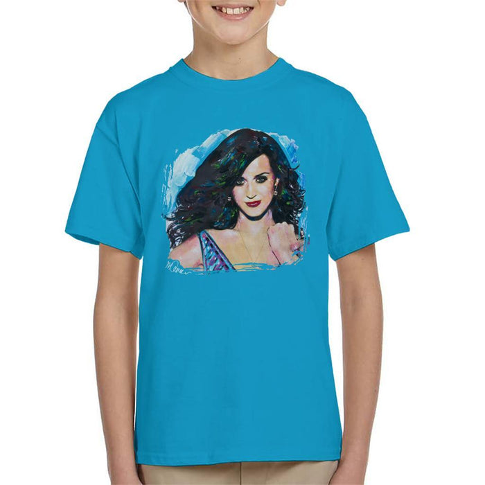 Sidney Maurer Original Portrait Of Katy Perry Long Hair Kids T-Shirt - Kids Boys T-Shirt