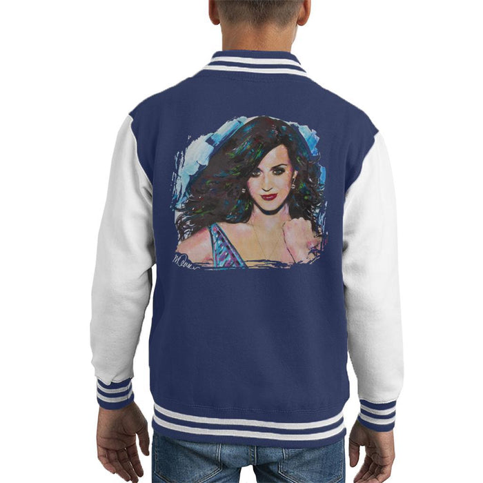 Sidney Maurer Original Portrait Of Katy Perry Long Hair Kids Varsity Jacket - Kids Boys Varsity Jacket