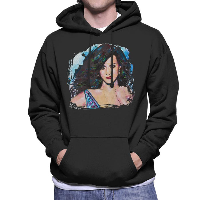 Sidney Maurer Original Portrait Of Katy Perry Long Hair Mens Hooded Sweatshirt - Mens Hooded Sweatshirt