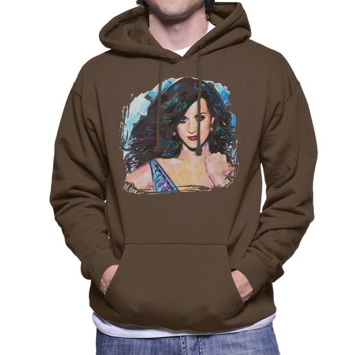 Sidney Maurer Original Portrait Of Katy Perry Long Hair Mens Hooded Sweatshirt - Mens Hooded Sweatshirt